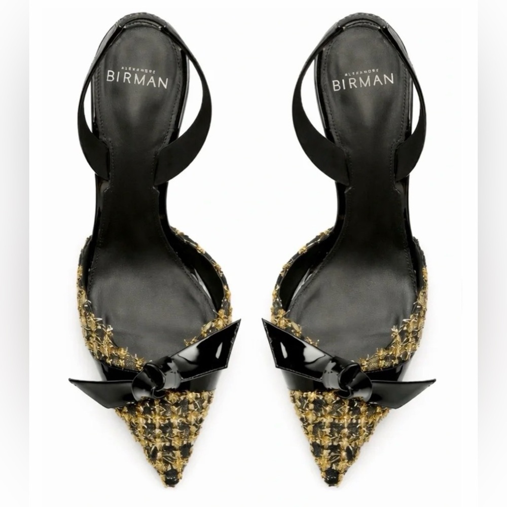 Alexander Birman Tweed Clarita Bell Slingback Heels 38.5 NEW